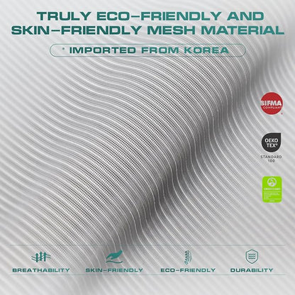 COLAMY Ergonomic Mesh Office Chair, High Back Computer Executive Desk Chair with Adjustable Headrest and 4D Arms, Slide Seat, Tilt Lock-Light Grey