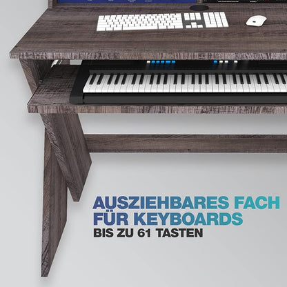 Glorious Sound Desk Compact Professional Studio Workstation with Pull-out Keyboard Compartment (Walnut)