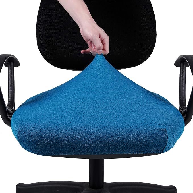 Smiry Stretch Jacquard Office Computer Chair Seat Covers, Removable Washable Anti-dust Desk Chair Seat Cushion Protectors - Ocean