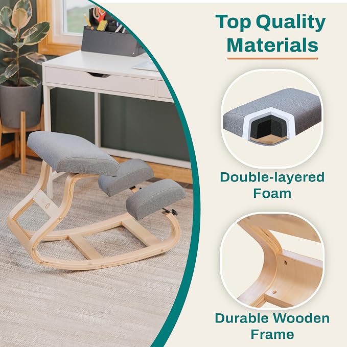 NYPOT Kneeling Chair with Adjustable Seats Knee Chair for Posture Correction, Rocking Stool for Desk