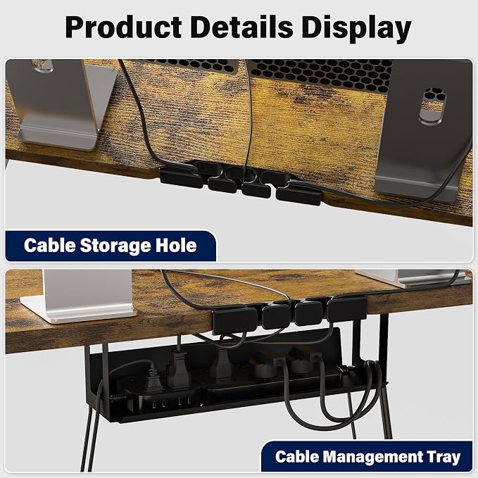 Electric Standing Desk, 63 x 30 Inch Extra Large Desktop, Adjustable Height Sit Stand Desk, Home Office Workstation for Dual & Triple Monitor, Rustic Brown