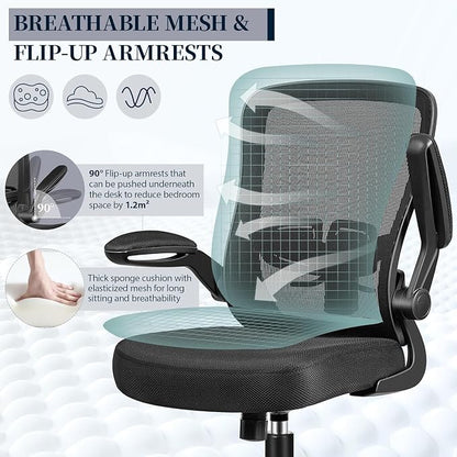 FelixKing Office Chair, Ergonomic Desk Chair with Adjustable Height and Lumbar Support Swivel Lumbar Support Desk Computer Chair with Flip up Armrests for Conference Room (Black),Pack of 10