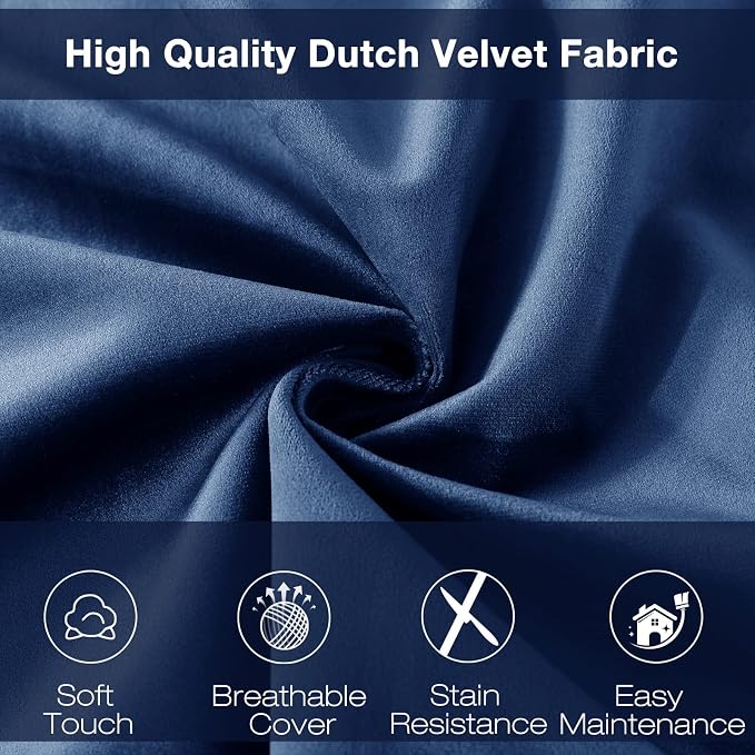 WhatsBedding 3 ft Bean Bag Chair,Large Bean Bag Chairs for Adults with Memory Foam Filling,Lazy Bean Bag Sofa for Living Room,Ultra Soft Velvet Fabric,Pull-Handle,Side-Pocket - 3 Foot,Navy