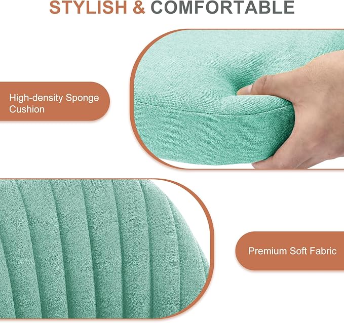 DUMOS Office Chair, Comfy Desk Chair Rolling Vanity Swivel Task Chairs with Wheels, Wide Seating Armless Height Adjustable Computer Chairs for Home,Bedroom,Student,Adults, Aqua