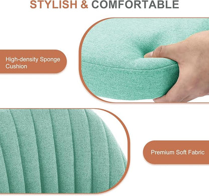 DUMOS Office Chair, Comfy Desk Chair Rolling Vanity Swivel Task Chairs with Wheels, Wide Seating Armless Height Adjustable Computer Chairs for Home,Bedroom,Student,Adults, Aqua