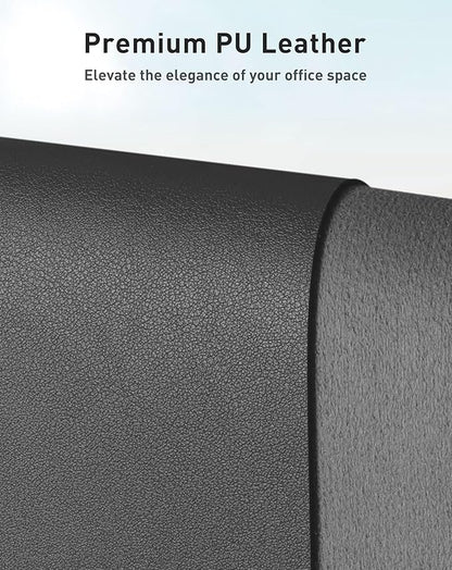 Aothia Faux Leather Desk Mat - Large Mouse Pad, Non-Slip PU Leather Blotter, Waterproof Writing Surface for Office and Home (Grey, 42" x 17")
