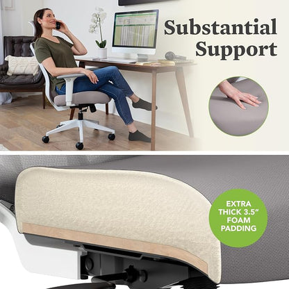 HON Altern Ergonomic Office Chair with Headrest, Mid‑Back Mesh Desk Chair, Adjustable Arms, Seat Slide, Synchro‑Tilt, Rolling Computer Seat for Home Office, White Frame, Pear