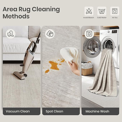 Valenrug Washable Rugs 3x5 - Stain Resistant 3x5 Area Rugs for Living Room, Non Slip Backing Printed Entryway Rugs for Bedroom, Folable Machine Washable Area Rug(3'x5', Beige)