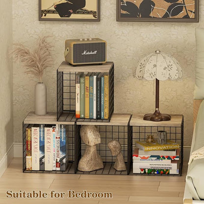 Dmevkic 2 Cube Small Bookcase,Bookshelf for Small Spaces Book Shelf,12.2 x 12.2 x 12.2, DIY Variable Stackable Cube Storage for Living Room,Office,Bedroom