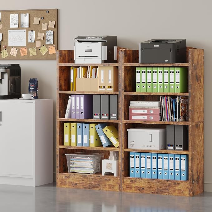 ALISENED 5-Tier Bookcase, Open Bookshelves and Bookcases with Storage Shelves, Floor Standing Unit, Display Storage Shelves for Bedroom Library Living Room Home Office, Brown