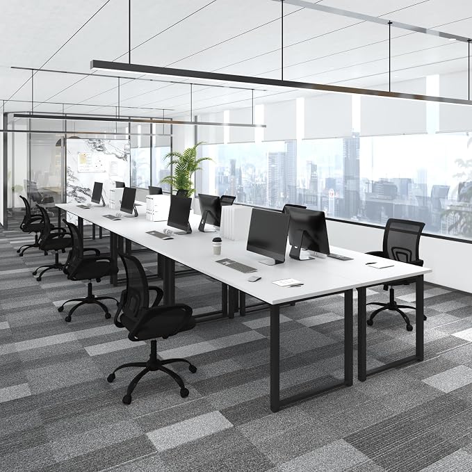Bonzy Home 24FT Conference Table, Modern Large Meeting Table Office Desks with Sturdy Metal Frame, Long Rectangle Table for 28 Person, 8PCS, 284" D x 64" W x 30" H, White