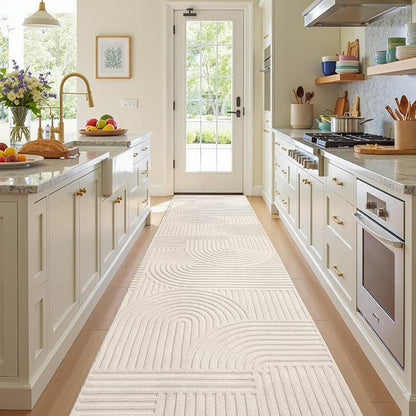 Pauwer 3x12 Washable Area Rugs for Living Room Modern Beige Solid Color Soft Fluffy Rugs for Bedroom Non Slip Boho Accent Indoor Mat Floor Carpet Cover for Kids Dining Room Kitchen Office