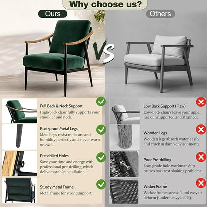 RNKSFX Modern Accent Chair for Living Room Bedroom Mid Century Arm Chair Upholstered Office Accent Chair Comfy Waiting Room Chair with Metal Frame, Green