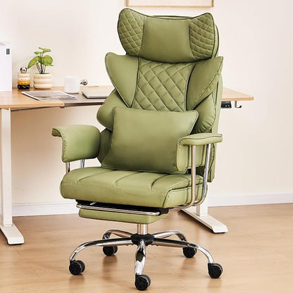 DYHOME 500 lbs Reclining Massage Office Chair with Foot Rest, Kneading Massage Home Office Chairs, High Back Office Desk Chair, Thicker Cushion, Big and Tall Ergonomic Chair for Heavy People, Green