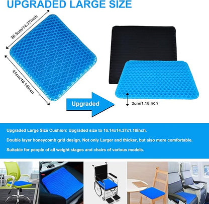 Yimiyaa Gel Seat Cushion, Double Thick Egg Gel Cushion for Pressure Pain Relief, Breathable Wheelchair Cushion Chair Pads for Car Seat Office Chair Blue