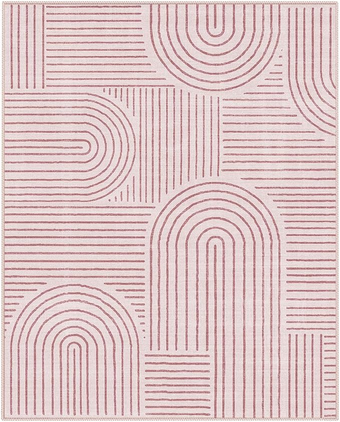 Lahome Abstract 8x10 Area Rugs, Soft Pink 8x10 Rugs for Living Room Bedroom Girls, Ultra-Thin Non-Shedding Accent Large Carpet for Office Dining Room Darrell (8x10ft,Pink)