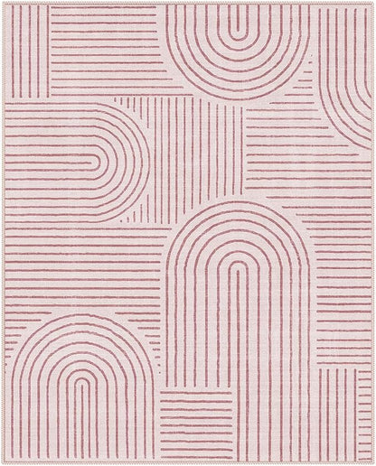 Lahome Abstract 8x10 Area Rugs, Soft Pink 8x10 Rugs for Living Room Bedroom Girls, Ultra-Thin Non-Shedding Accent Large Carpet for Office Dining Room Darrell (8x10ft,Pink)