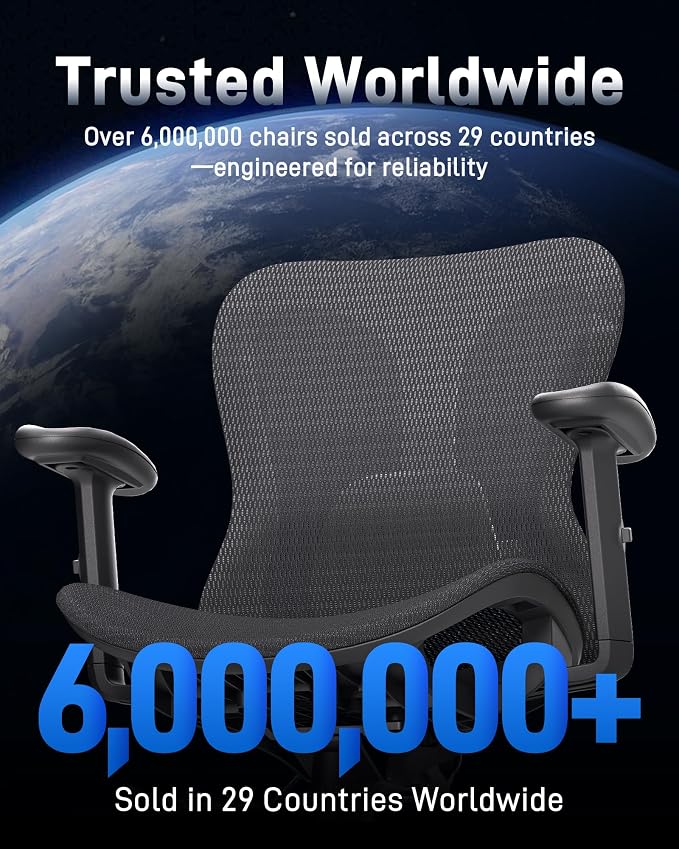 amseatec Ergonomic Office Desk Chair, Comfortable Computer Gaming Chair, Breathable Mesh Back & Seat, Adjustable Armrest, Lumbar Support, Butterfly Design for Home Office (Black)