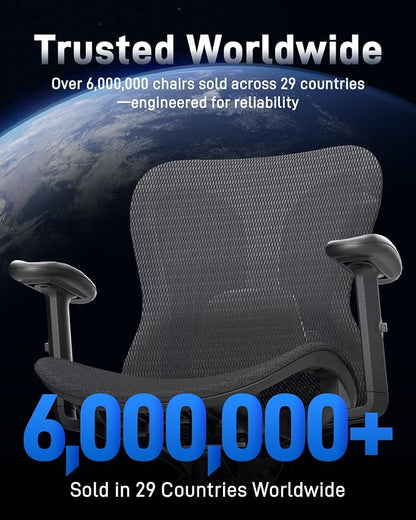 amseatec Ergonomic Office Desk Chair, Comfortable Computer Gaming Chair, Breathable Mesh Back & Seat, Adjustable Armrest, Lumbar Support, Butterfly Design for Home Office (Black)