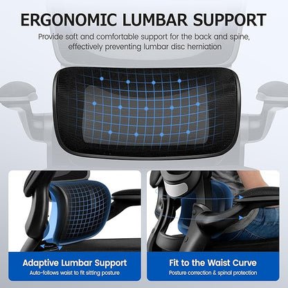 ALLGOD Ergonomic Office Chair, Breathable Mesh Ergonomic Desk Chair with Lumbar Support, Flip-up Armrests, Computer Chairs Comfortable for Home, Office, Work, Standard, 4 Pack