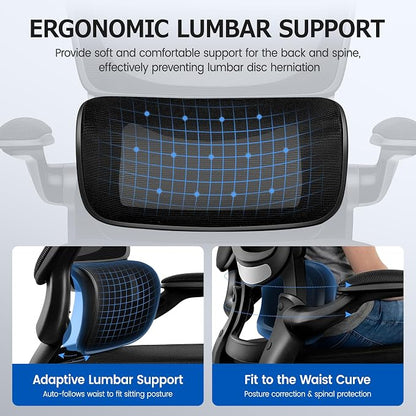 ALLGOD Office Chair Ergonomic Desk Chair, Breathable Mesh Desk Chair Comfy with Lumbar Support, Flip-up Armrests, Computer Chairs Comfortable for Home, Office, Work, Standard, 300Lbs