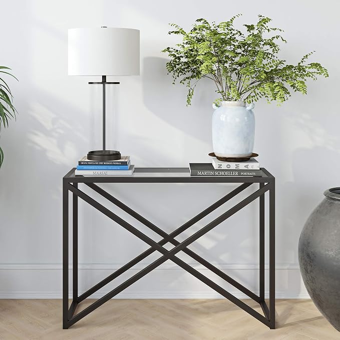 Calix 42'' Wide Rectangular Console Table in Blackened Bronze