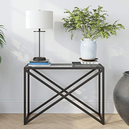 Calix 42'' Wide Rectangular Console Table in Blackened Bronze