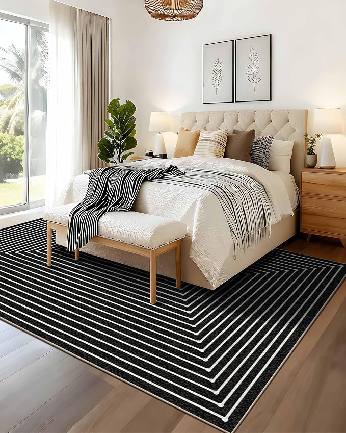 Latte&Fog 8x10 Area Rugs for Living Room, Large Modern Abstract Washable Rug, Boho Non Slip Low Pile Carpet for Indoor Bedroom Dining Room, Office, Dorm, Classroom, Farmhouse and Kids Room