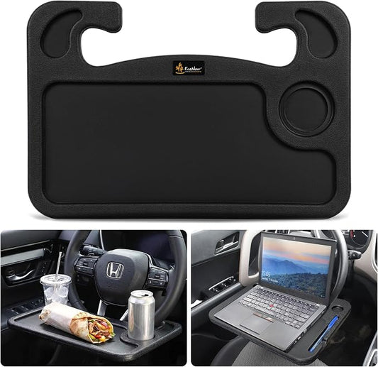 EcoNour Steering Wheel Desk for Honda CRV 2023-2024 2025 2026 2-in-1 Car Tray Table Laptop Car Mount with Pen Holder Food Tray for Eating with Drinks Holder, Multipurpose Travel Car Accessories