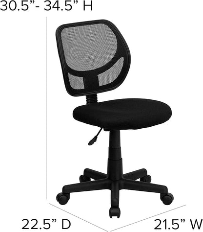 Flash Furniture Neri Low Back Black Mesh Swivel Task Office Chair with Curved Square Back