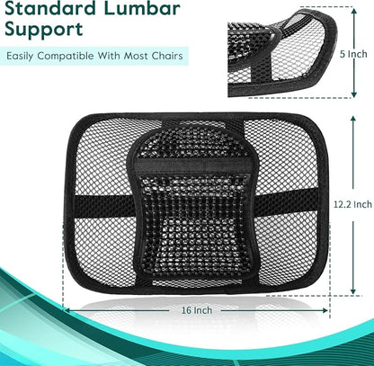 Samyoung Mesh Back Lumbar Support, Back Support Seat Cushion with Breathable Mesh for Office Chairs Car 12” x 16”