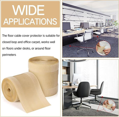WILLBOND Carpet Cord Cover Cable Protector Floor Cover Cable Protector Management Only for Commercial Office Carpet(98.43 ft,Khaki)