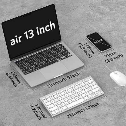 OMOTON Wireless Keyboard for Mac, Bluetooth Keyboard for Mac - No Number Pad, Compact Travel Design for Coffee Shop, Home Office, macOS Function Keys, Compatible with MacBook Pro/Air/iMac, Silverwhite