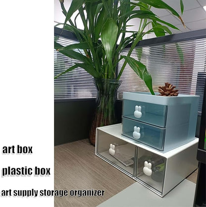 Elegant Transparent Acrylic Desk Organizer - Perfect for Office Desk Accessories, Cosmetic Organizer (Sky Blue, L)