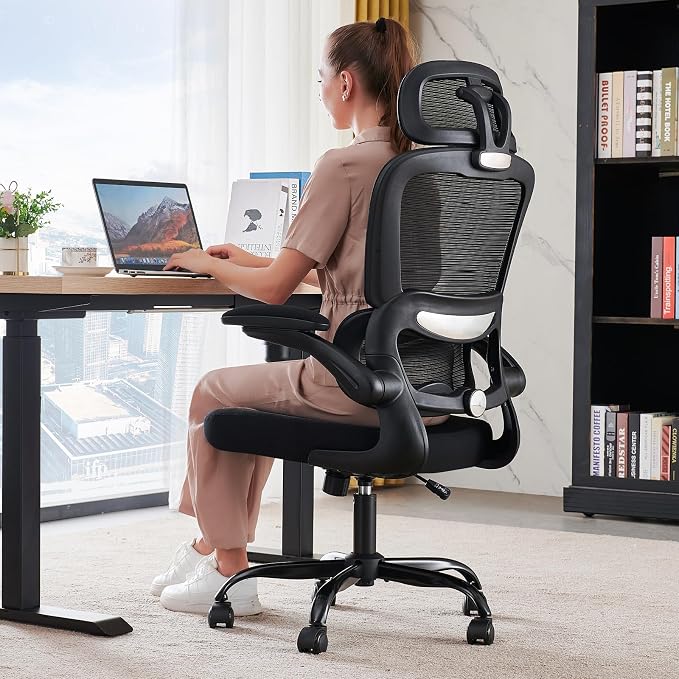 TRALT Office Chair Ergonomic Desk Chair, 330 LBS Home Mesh Office Desk Chairs with Wheels, Comfortable Gaming Chairs (Black)