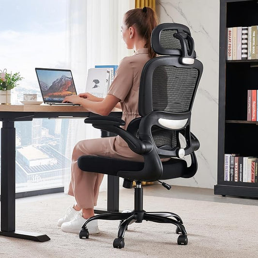 TRALT Office Chair Ergonomic Desk Chair, 330 LBS Home Mesh Office Desk Chairs with Wheels, Comfortable Gaming Chairs (Black)