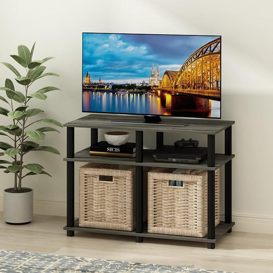 Furinno Romain Turn-N-Tube Stand for TV up to 40 Inch, 40-Inch, French Oak/Black