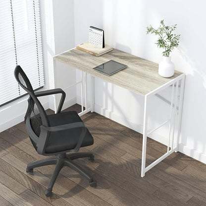 Lutown-Teen Folding Desk 40 inch Writing Gaming Computer Camping Table, No Assembly Required Home Office Desk, Beige