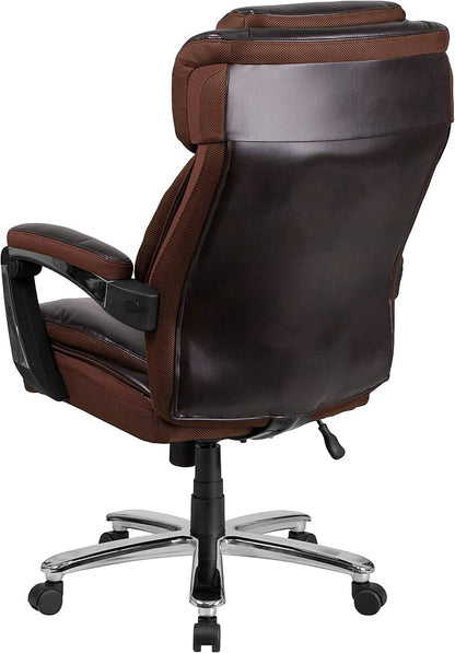 Flash Furniture Hercules Series High-Back Swivel LeatherSoft Office Chair, Ergonomic Executive Chair with Headrest and Adjustable Height, Brown