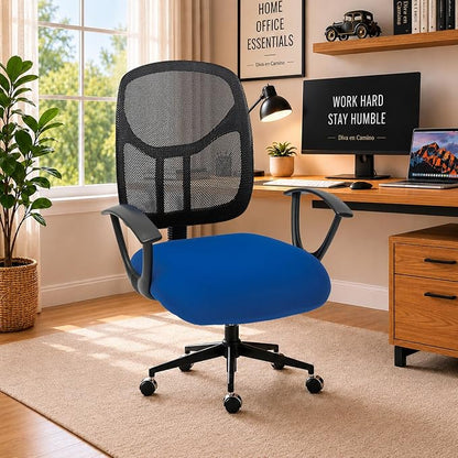 DIVA EN CAMINO DEC Stretchable Desk Office Chair Seat Cushion Covers - Universal Spandex Computer Chair Slipcover - Anti-Scratch Dogs, Cats, Pets Removable Washable Cushion Protectors (Royal Blue)
