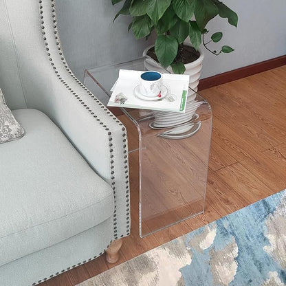 Acrylic Side Table, Clear Small End Table, Transparent Nightstand and Stool for Home Office, Living Room and Bedroom, 21" H x 21" W x 12" D