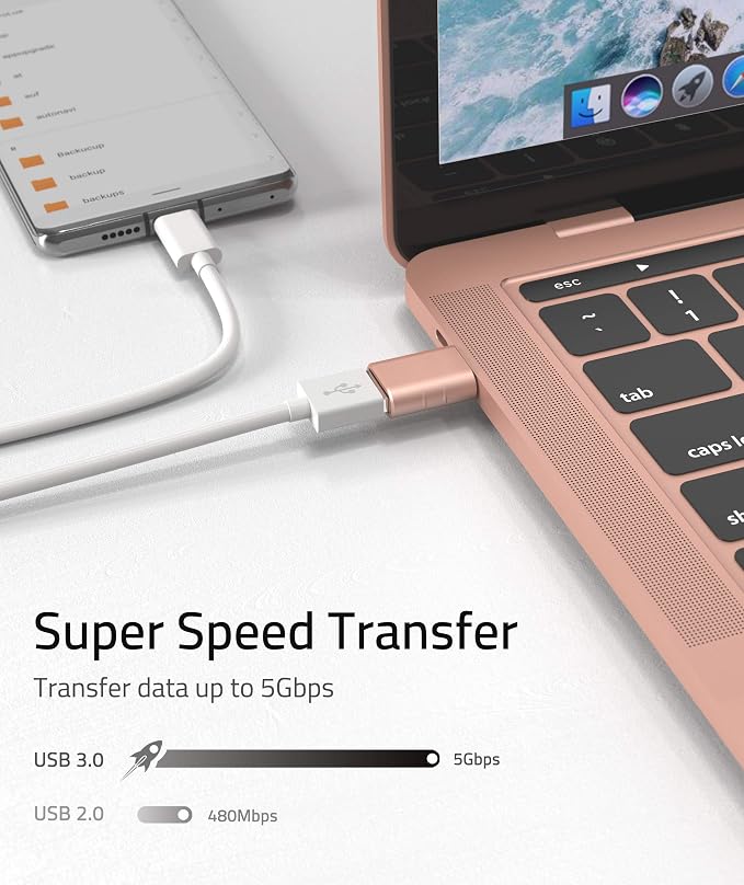 Syntech USB C to USB Adapter Pack of 2 USB C Male to USB3 Female Adapter Compatible with iPhone 17 Pro Max MacBook Pro Air 2024 iMac iPad mini Pro, Other Type C or Thunderbolt 5/4 Devices, Rose Gold