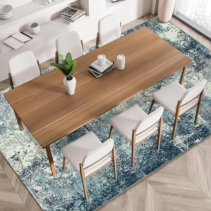 Lahome Abstract Rugs for Bedroom, Machine Washable 6x9 Area Rugs Living Room Non-Slip, Low-Pile Soft Modern Blue Grey Large Indoor Floor Carpet for Home Office Dining Room Under Table