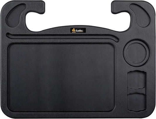 EcoNour 4 in 1 Car Steering Wheel Tray - 2026 Upgraded Tray with Dual Sauce Dip Holder and Tablet Holder | Spacious Steering Wheel Desk for Food and Laptop | Car Accessories (Large)