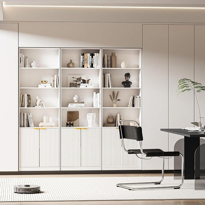 INNOD 69" Tall Book Shelve Bookcases with Doors, Floor Standing 6 Shelf Display Shelves, Bookshelf with Storage Shelf, Home Decor Furniture for Living Room Home Office