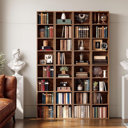 IRONCK Tall Narrow Bookshelf 8 Tiers 71in Set of 2, Compact Corner Bookcase, Easy to Match for Living Room, Office, Study, Bedroom