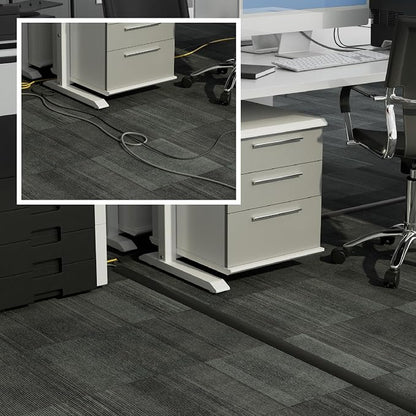 D-Line 30ft Floor Cord Cover, Floor Cable Protector, Extension Cord Cover, Protect Wires & Prevent Cable Trips, Cable Management Solution - Cord Cavity = 0.63" (W) x 0.31" (H) - Black
