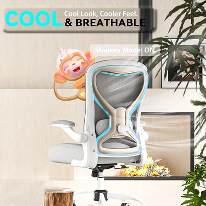 Office Desk Chair with Ergonomic Lumbar Support, Extra-Thick Seat Cushion, Flip-up Arms, Breathable Mesh Back, Computer Task Chair for Home Office