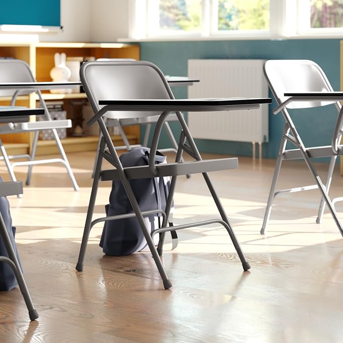 Flash Furniture Ralph Premium Steel Folding Chair with Right Handed Tablet Arm