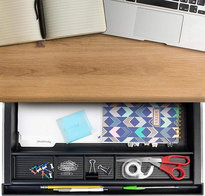 MOUNT-IT! Large Under Desk Pencil Drawer 16 inch Deep | 21.25” W, Ball Bearing Slide-Out Organizer for Office Supplies, Paper & Pencils | Fits Desks Over 1” Thick, Adjustable Extension 16.25”–28”